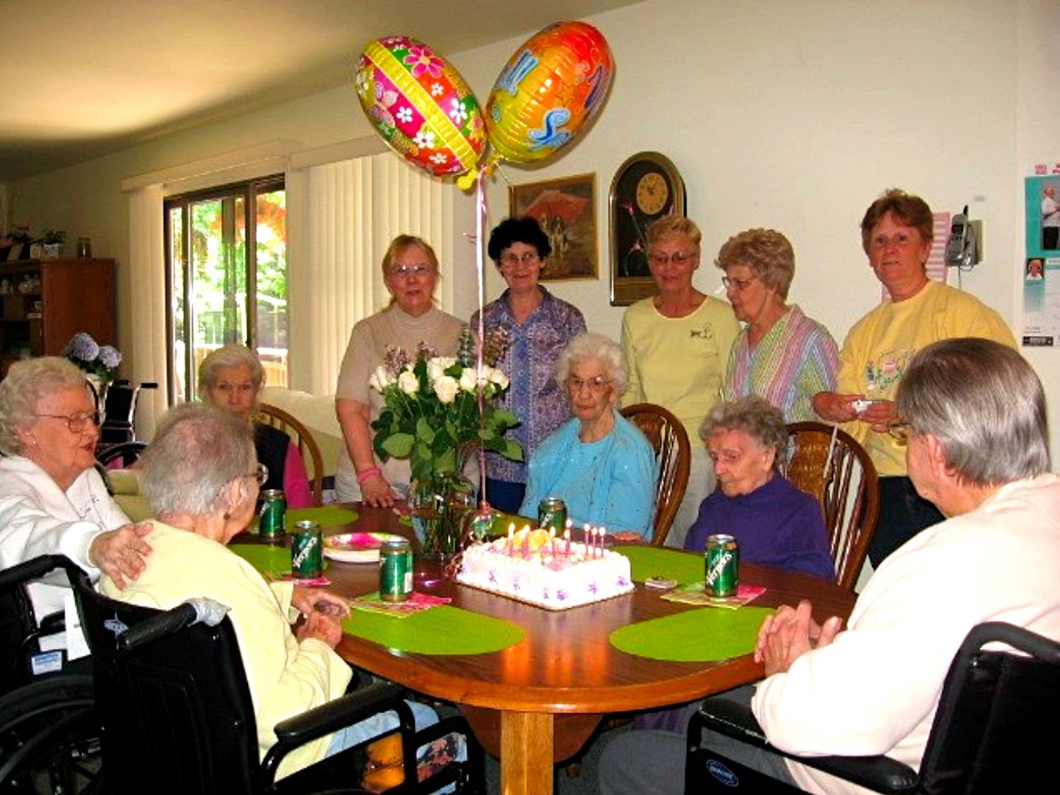 Birthday celebration with residents and staff