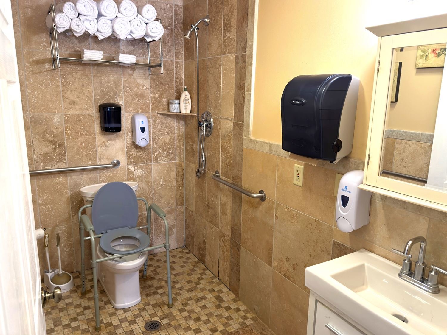 Accessible bathroom with walk-in shower